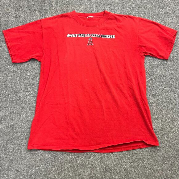 Vintage Los Angeles Angels Men's T Shirt Sz XL Red Short Sleeve MLB Baseball y2k - Picture 2 of 7